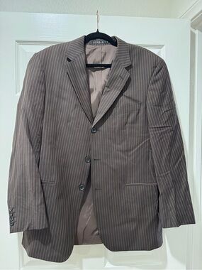 Boss Brown Pinstripe Suit Jacket